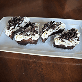 Gourmet brownies baked by Brooksie Cakes